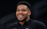 Giannis Antetokounmpo in Milwaukee Bucks uniform