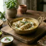 Delicious malai chaap skewers with a creamy marinade, ready for cooking.