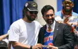 Zohran Mamdani performs a Toney Douglas tribute dance for Knicks fans.