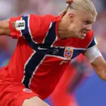 Erling Haaland celebrating a goal during the World Cup 2026 first week matches.