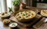 Delicious Afghani Chicken Kofta Curry served in a traditional bowl with naan bread.