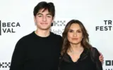 Mariska Hargitay's son, August, wearing a custom t-shirt tribute at the Knicks parade.