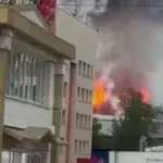Ukrainian drone strike hits Moscow refinery, causing a tank lid to blow off.