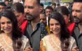 Raj Nidimoru escorts Samantha Ruth Prabhu away from fans at Tirumala.