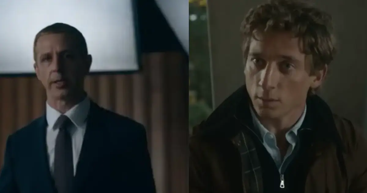 Jeremy Allen White discusses Jeremy Strong's Zuckerberg voice in a recent interview.