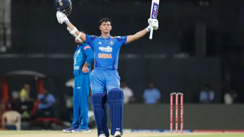 Indian cricket team celebrating after winning the India Afghanistan ODI series 3-0