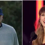 Taylor Swift and Travis Kelce smiling together at a public event, fueling wedding rumors.