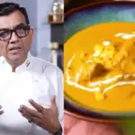 Chef Sanjeev Kapoor presenting a dish of Mango Butter Chicken
