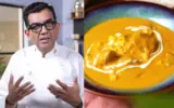 Chef Sanjeev Kapoor presenting a dish of Mango Butter Chicken