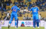 Rohit Sharma leading the Indian cricket team during an ODI match against England.