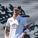 Ben Stokes in action for England during a cricket match.