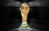 Close-up of the FIFA World Cup trophy, highlighting its gold