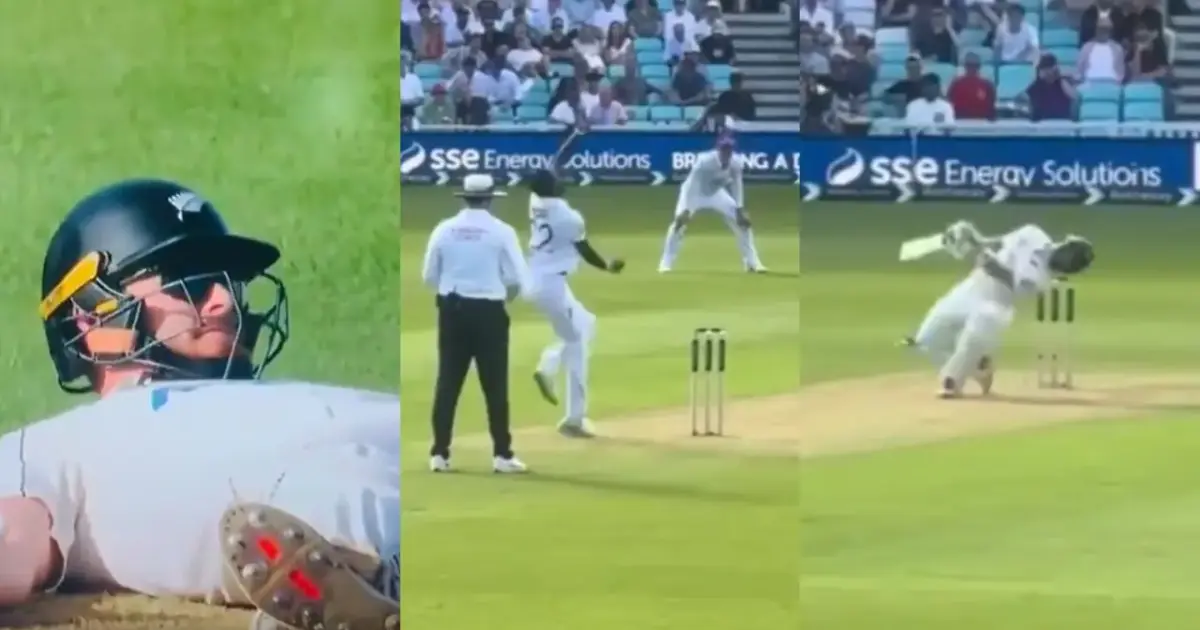 Glenn Phillips wearing goggles to face Jofra Archer after scoring his maiden Test century.