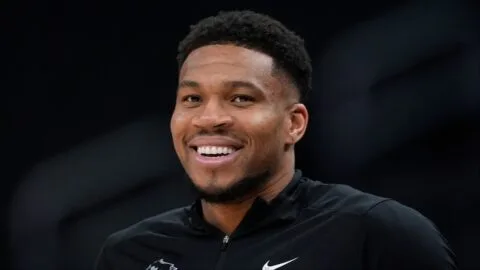 Giannis Antetokounmpo in Milwaukee Bucks uniform