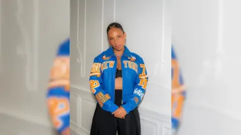 Alicia Keys celebrates at the Knicks victory parade in New York City.
