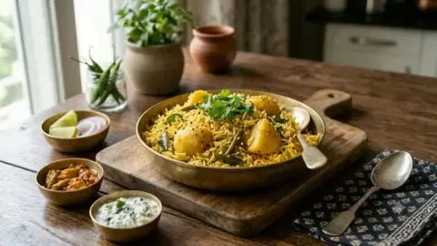 A vibrant collage of various Indian dishes including batata bhaat and bonda, representing the week's food news.