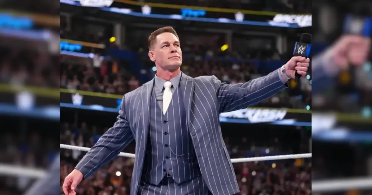 John Cena in a WWE ring, looking thoughtful