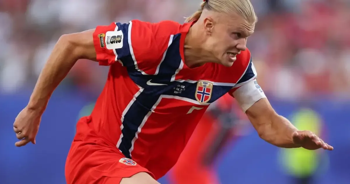 Erling Haaland celebrating a goal during the World Cup 2026 first week matches.