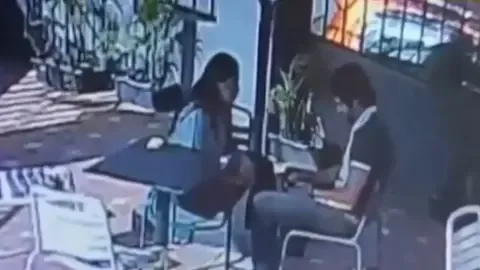 Siya Goyal, a suspect in the Ketan Agarwal cafe murder case, is seen during a cafe meeting.