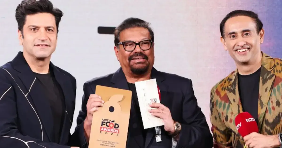 Chef Kunal Kapur celebrating his win at the NDTV Food Awards 2026.