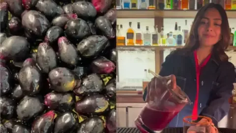 Chef Vikas Khanna with his new jamun drink dedicated to Mrunal Thakur