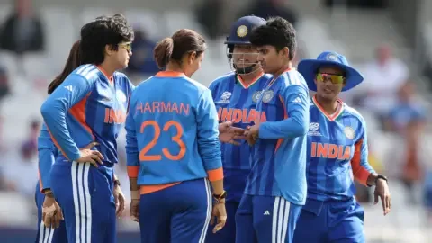 Shafali Verma celebrates taking a wicket against South Africa in the Women's T20 World Cup 2026.