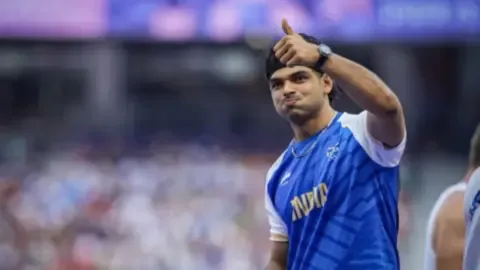 Neeraj Chopra competing at the Doha Diamond League