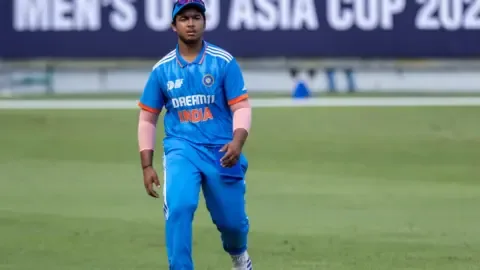 Vaibhav Sooryavanshi batting during the India A vs Sri Lanka A Tri-Nation Series final match.