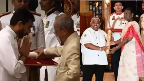 Tarla Dalal, Sanjeev Kapoor, and Ranveer Brar, prominent Indian chefs, recognized with Padma Awards.