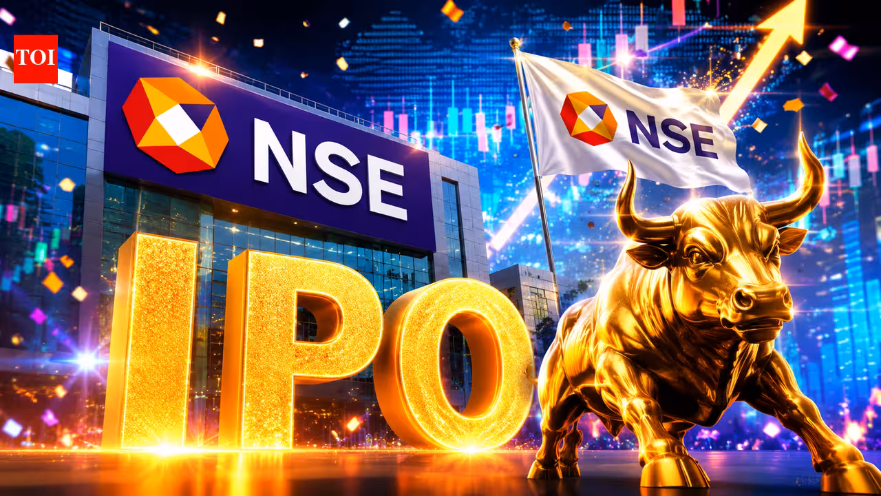 NSE mega IPO announcement with stock market graphics and Indian flag background