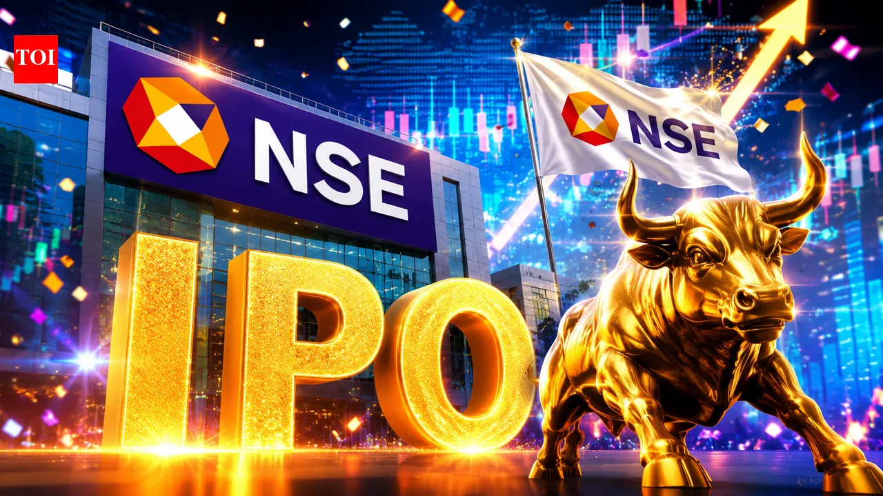 NSE mega IPO announcement with stock market graphics and Indian flag background