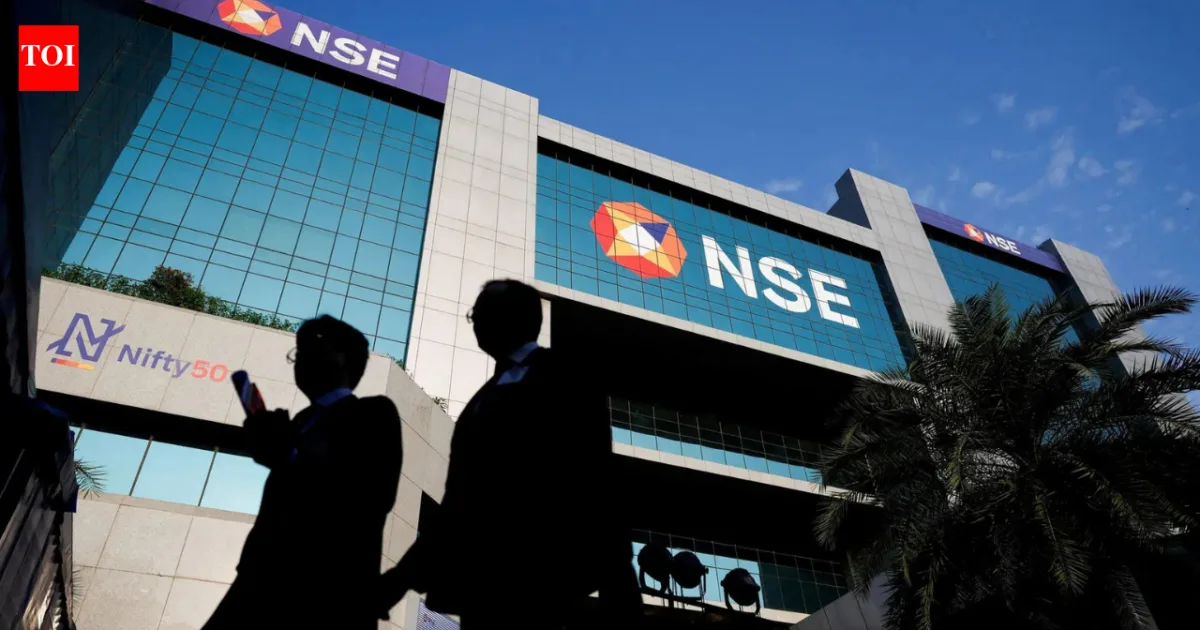 NSE building with 'NSE IPO risks' overlaid, representing the challenges faced by the National Stock Exchange's IPO due to derivatives dominance and SEBI scrutiny.