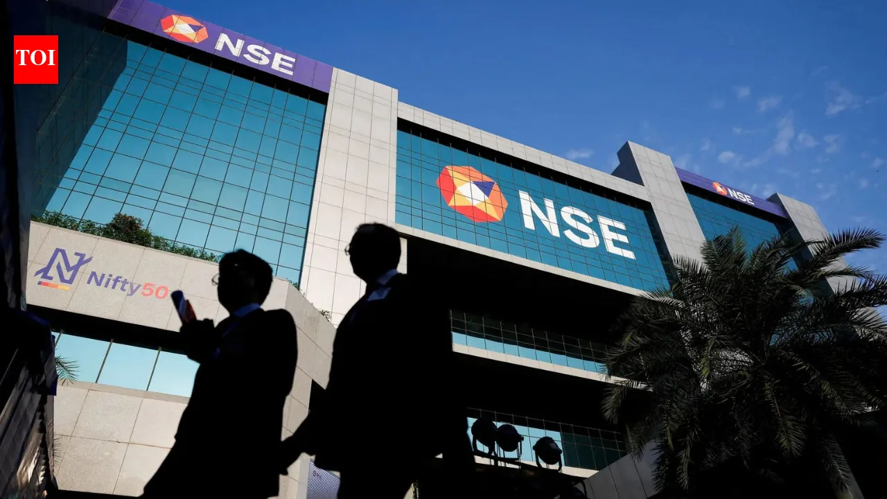NSE building with 'NSE IPO risks' overlaid, representing the challenges faced by the National Stock Exchange's IPO due to derivatives dominance and SEBI scrutiny.
