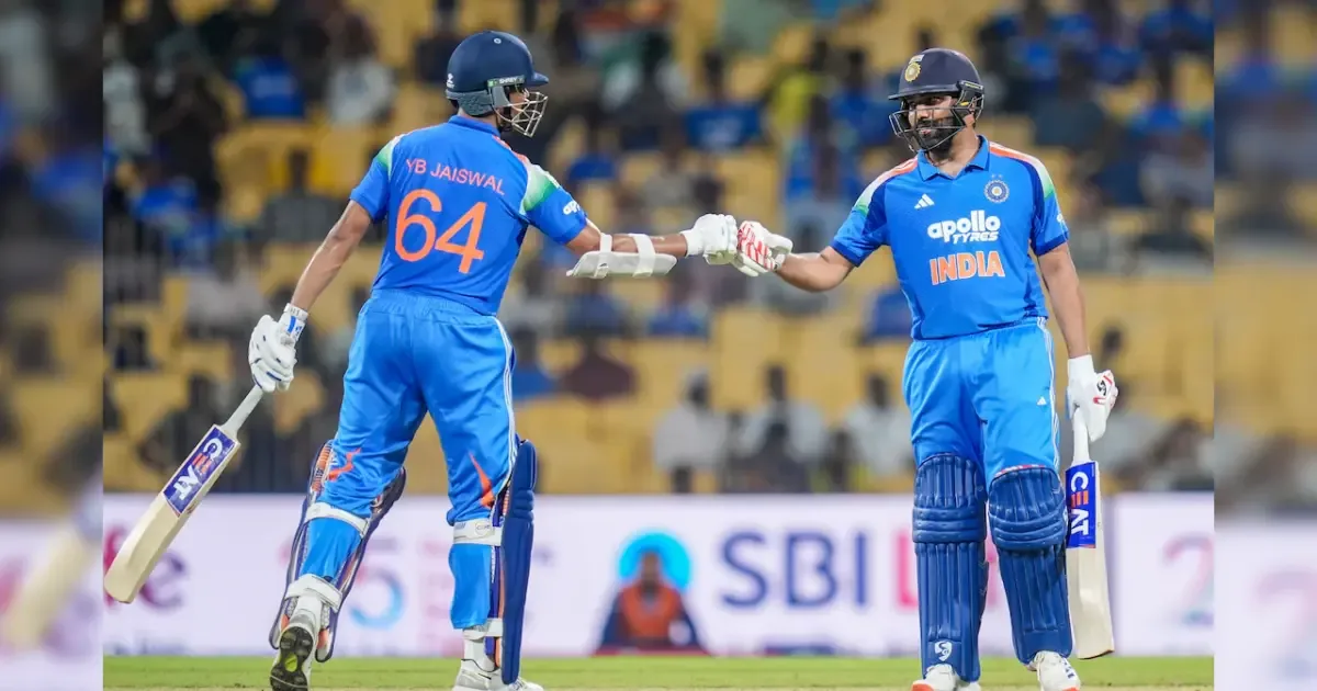 Rohit Sharma leading the Indian cricket team during an ODI match against England.