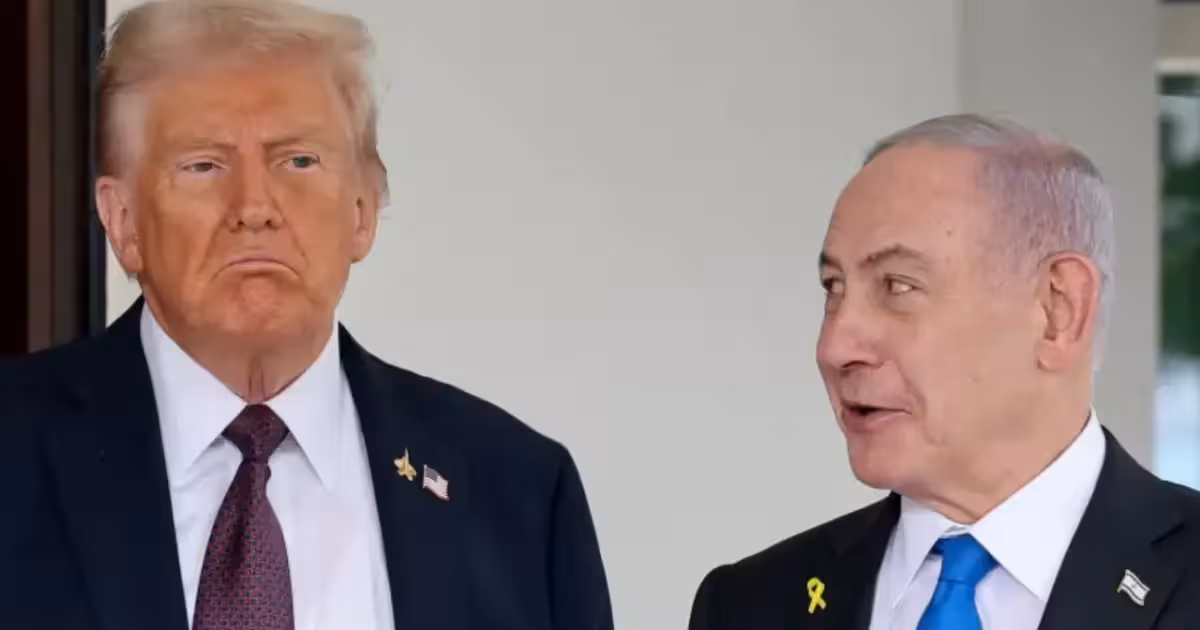 Donald Trump and Benjamin Netanyahu in a handshake, representing a tense phone call discussed in a new book.