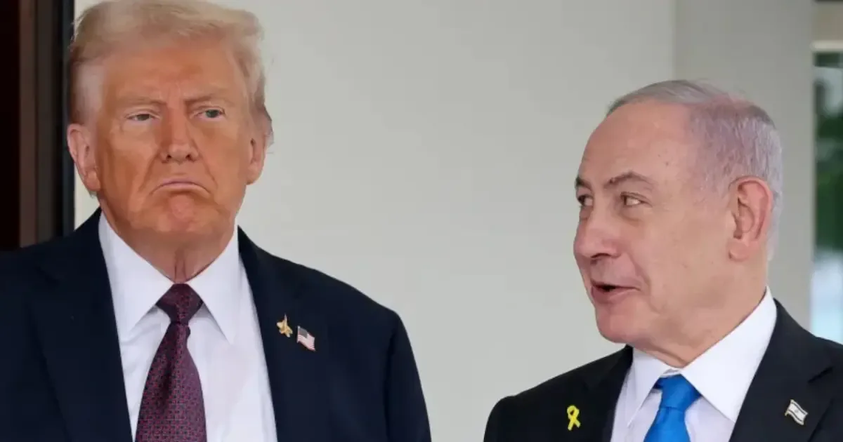 Donald Trump and Benjamin Netanyahu in a handshake, representing a tense phone call discussed in a new book.