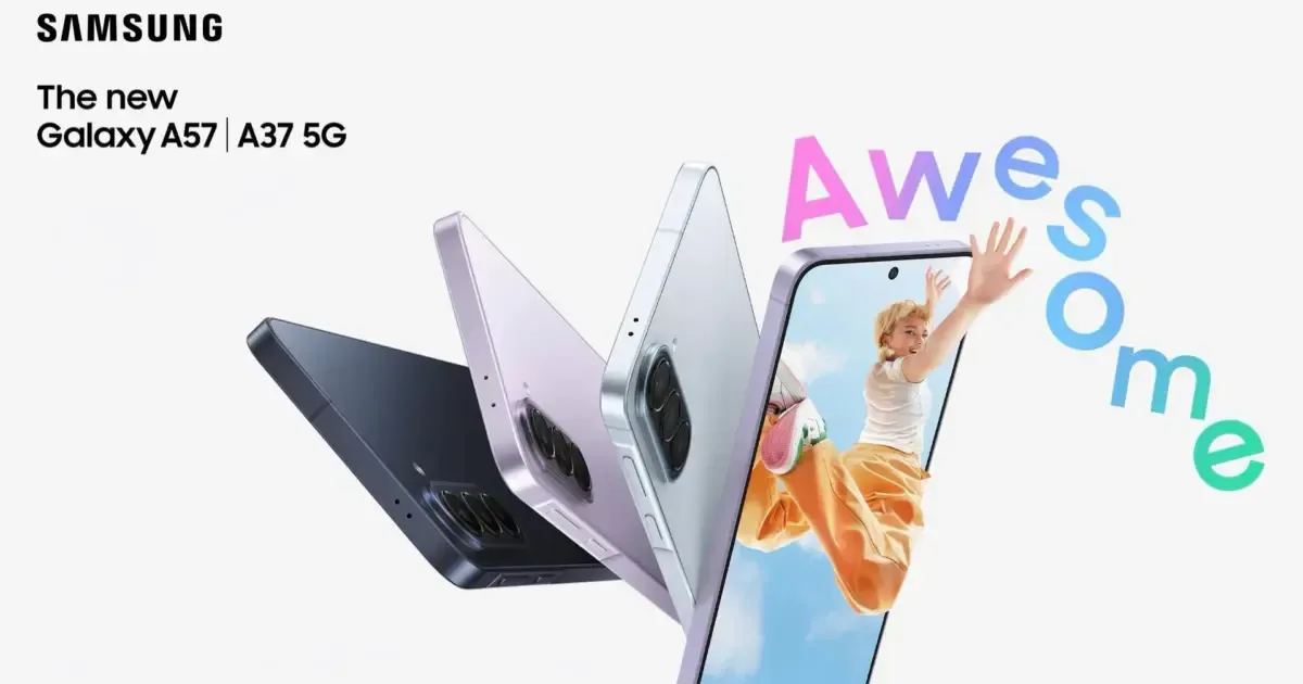 Samsung Galaxy A57 5G smartphone front and back view