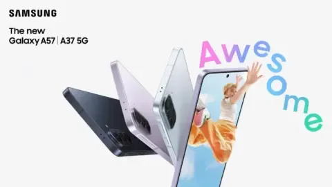 Samsung Galaxy A57 5G smartphone front and back view