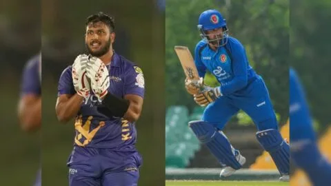 Dickwella and Fernando batting for Sri Lanka A against Afghanistan A in the Tri-Nation Series