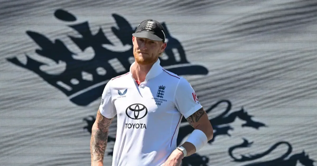 Ben Stokes in action for England during a cricket match.