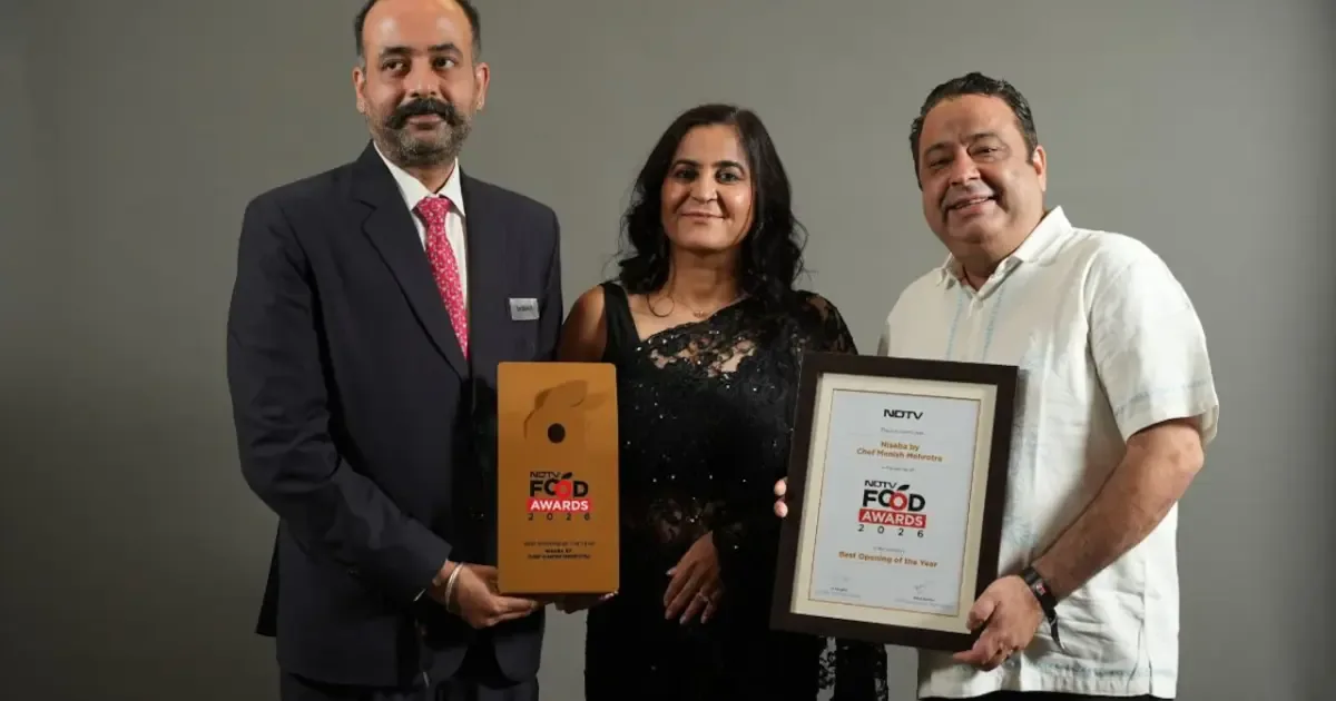 Chef Manish Mehrotra's restaurant Nisaba receiving the Opening of the Year award.