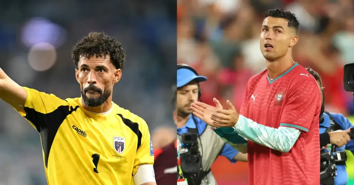 Vozinha, the Cape Verdean goalkeeper, is highlighted in a World Cup 2026 statistical comparison with Cristiano Ronaldo.