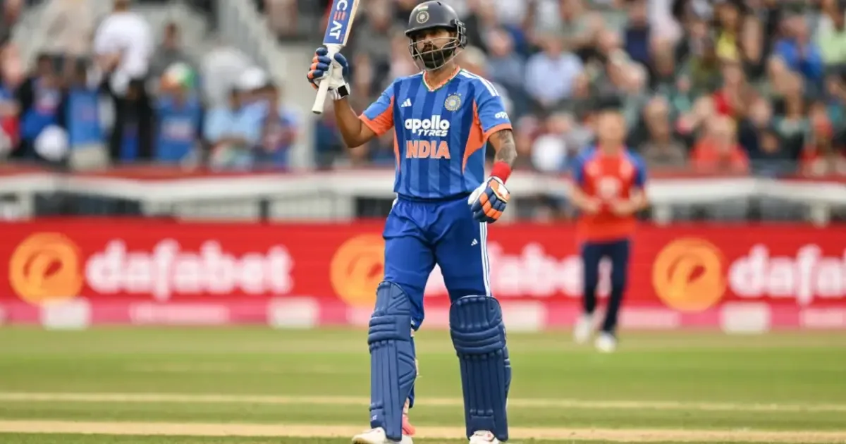 Shreyas Iyer playing a shot during his T20I masterclass, praised by Parthiv Patel.