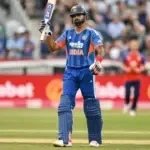 Shreyas Iyer playing a shot during his T20I masterclass, praised by Parthiv Patel.